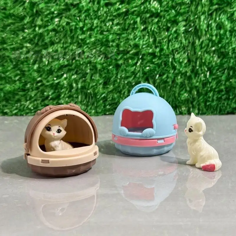 § 2Pcs Realistic Mini Dog & Cat Cage With Door Miniature Dollhouse Pet House For Doll Accessories Mini Pets Habitat
