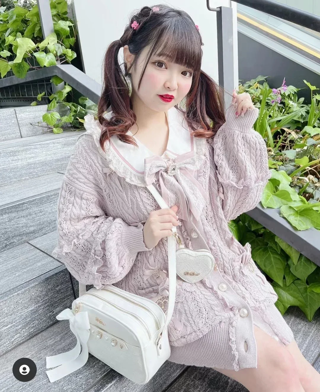 Japanese Lolita Jumpers Ribbon Weaving Hollow Pocket Bowknot Oversized Knitted Cardigan 3 Colors Available Kawaii Sweater Mujer