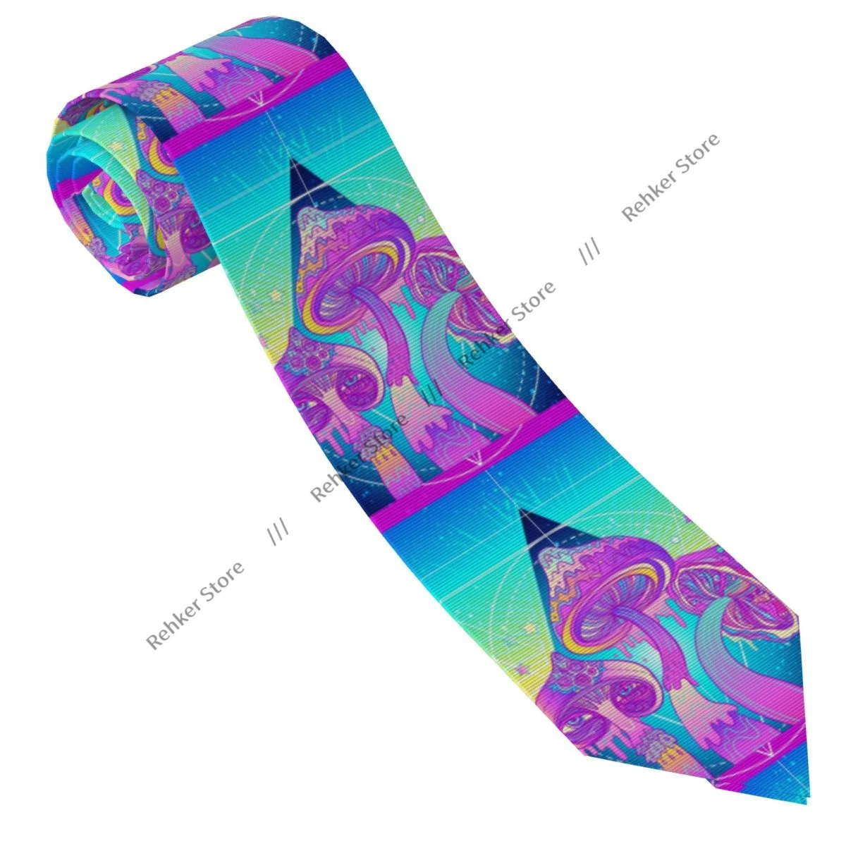Formal Skinny Neckties Classic Men's Magic Mushrooms With Sacred Geometry Wedding Tie Gentleman Narrow