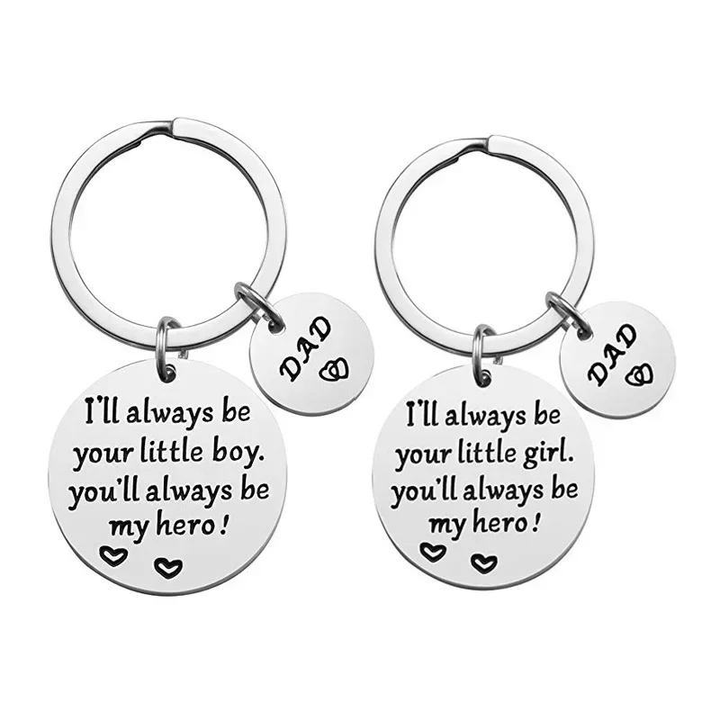 Cute I'll Always Be Your Little Girl Keychain Pendant Dad Father's Day Gifts Key Chain Keyring Daddy Birthday Christmas Gift