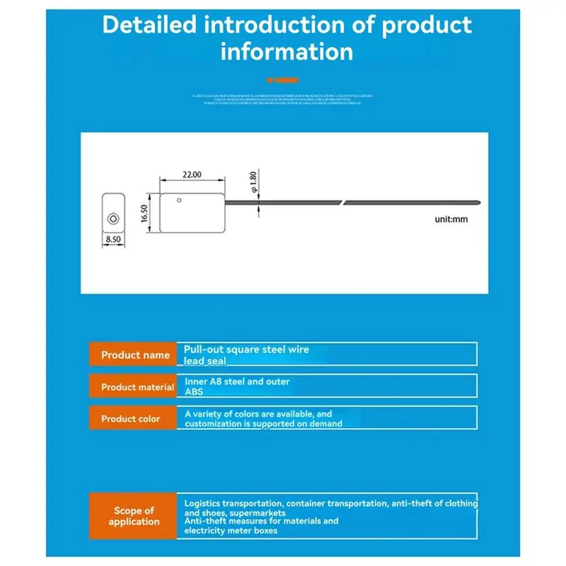 FAST-20PCS Steel Self-Locking Wire Seals Square Flat Head 30Cm Container Metal Cable Tie One-Time Seals