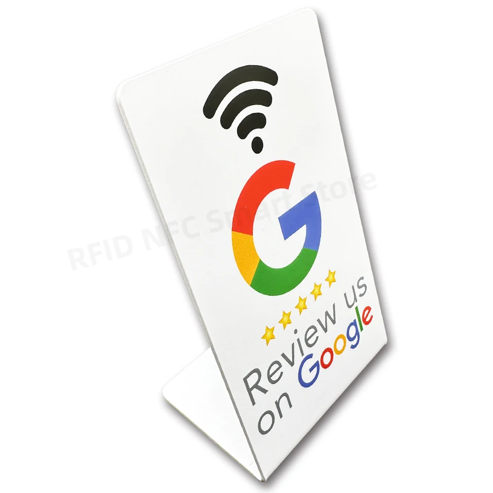 NFC Stand Display Review us on Google Trustpilot Tripadvisor Reviews NFC Tap Cards NT/AG213 NFC-Enabled Google Reviews Card