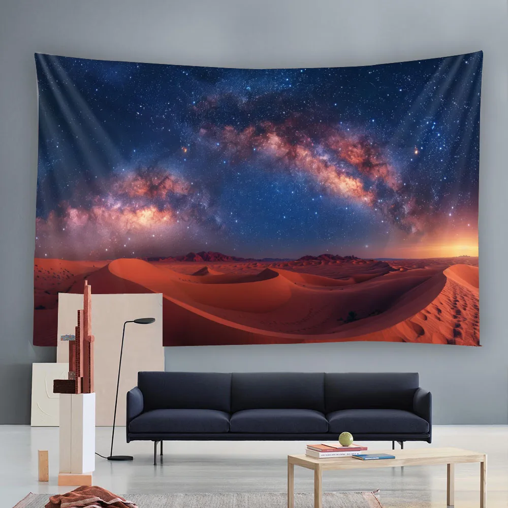 Desert Starry Sky Tapestry Pyramid Camel Wall Hanging Polyester Fiber Home Decoration Living Room Office Background Cloth