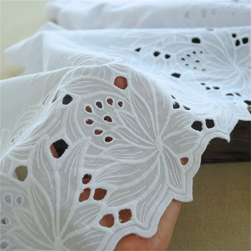 1 Yard Wide Embroidery Cotton Lace Trim Eyelets floral cotton for DIY Craft Clothes Dress Sewing Accessories Supplies Baby