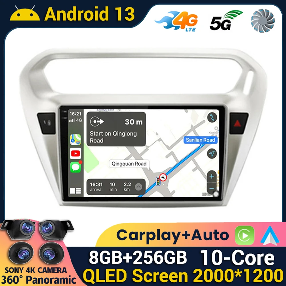 

Android 13 Car Radio Multimedia Video Player GPS Navigation For Peugeot 301 Citroen Elysee Radio 2013-2018 2 din Stereo Carplay