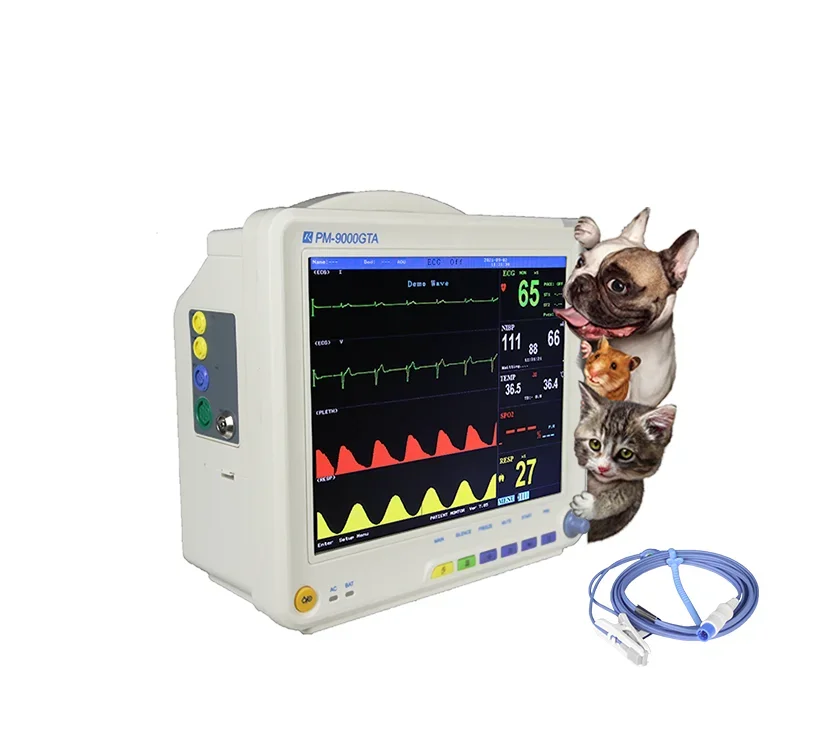 veterinary patient monitor 12.1 inch portable  ICU vital signs multi-parameter monitor  of optional 2 channel printer, CO2, IBP