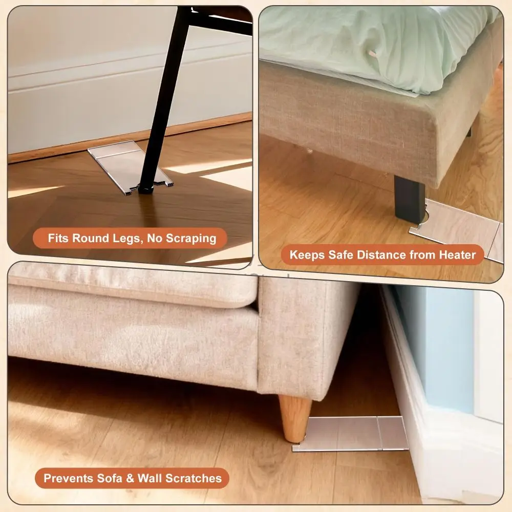 Fire Safe Transparent Couch Stopper Adjustable Damage Prevention Bed Stopper Acrylic Non-Slip Furniture Stoppers Table