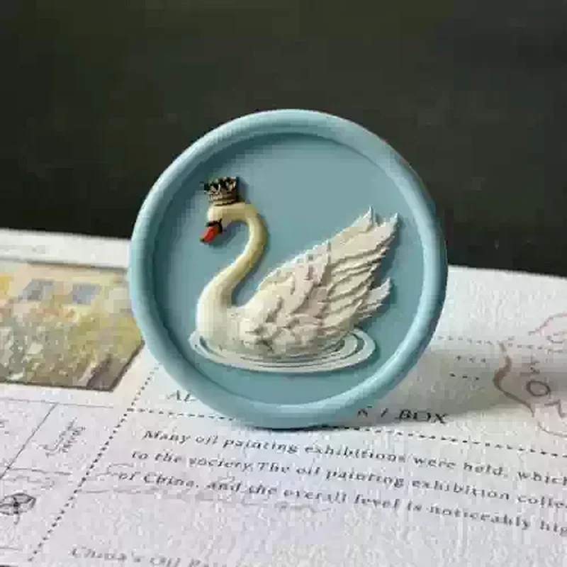 Timbri creativi Sigillo di lacca Parco divertimenti estivo Sigillo di rilievo alieno Testa Incontro Cigno Invito Busta Sigillo Testa di rame