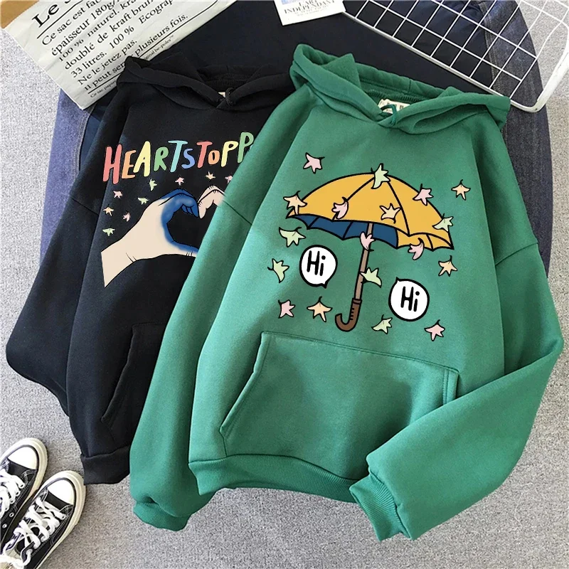Moletons com estampa gráfica feminina e masculina, moletons grandes com capuz solto, tops casuais, moda Harajuku, tendência Kawaii, outono, inverno