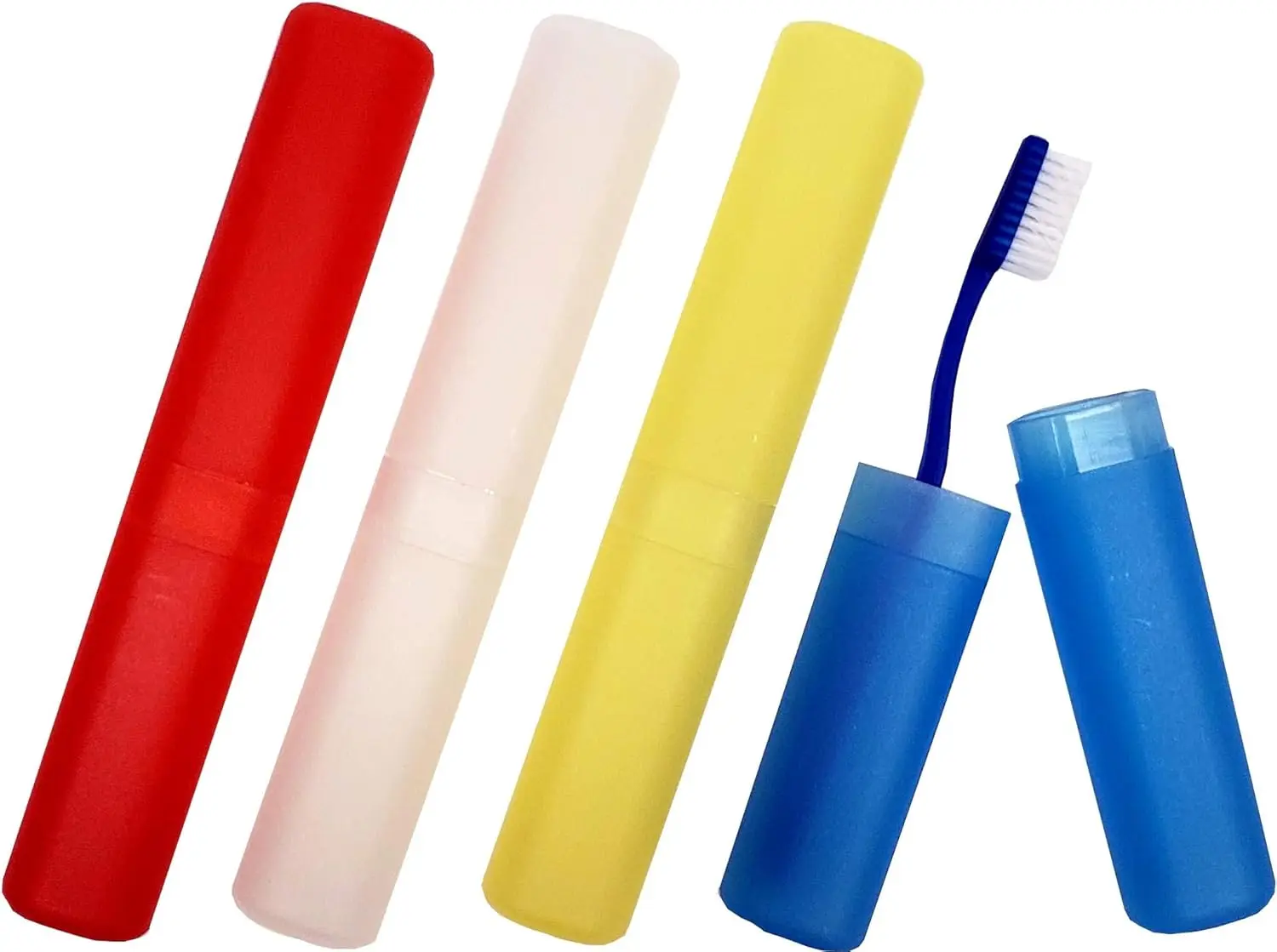 

Pack of 100 Toothbrushes with 2-Piece Holder, Individually Wrapped in Assorted Colors