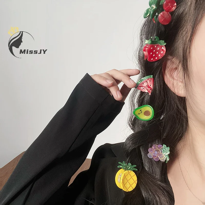 Korea Acrylic Fruits Vegetables Strawberry Watermelon Avocado Hair Clips Claws Shark Clip Hair Grab Headdress For Women Girls