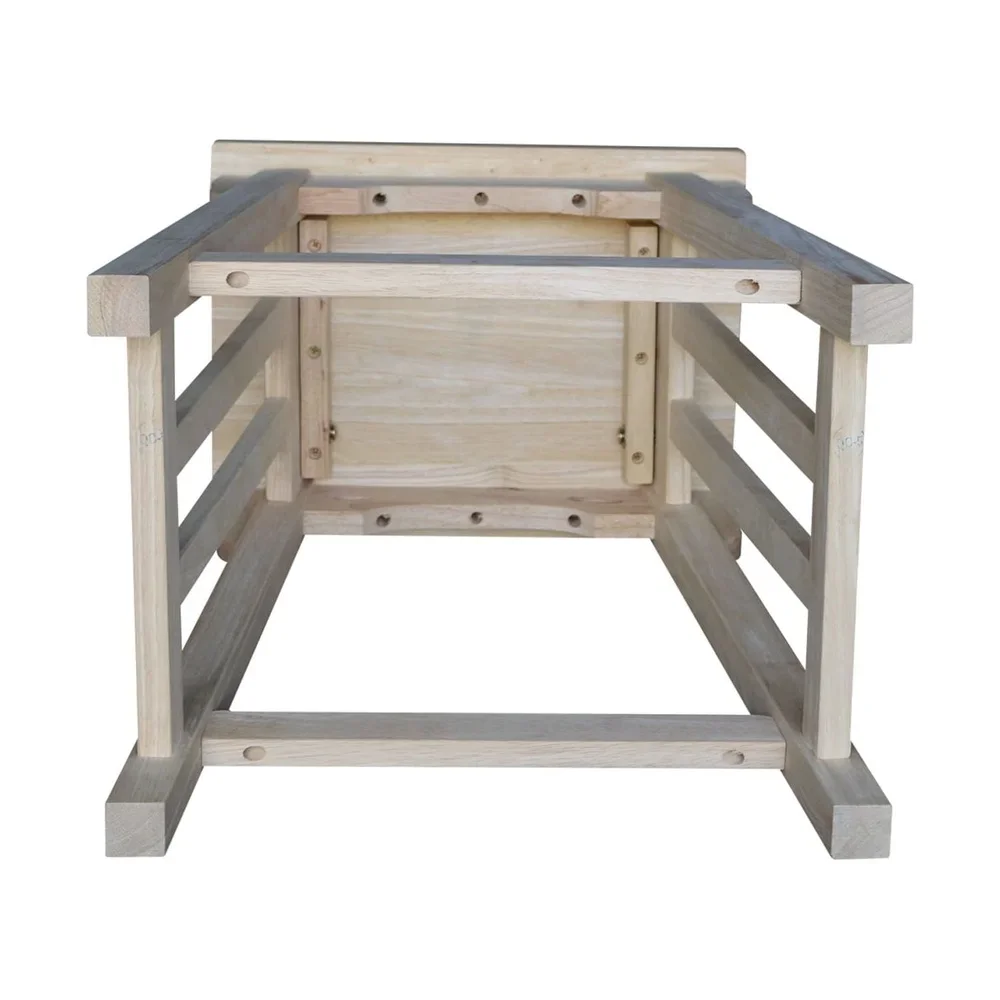 Unfinished Solid Wood Counter Height Stool 24 Inch Tall Armless Barstool Kitchen Dining Room or Lounge