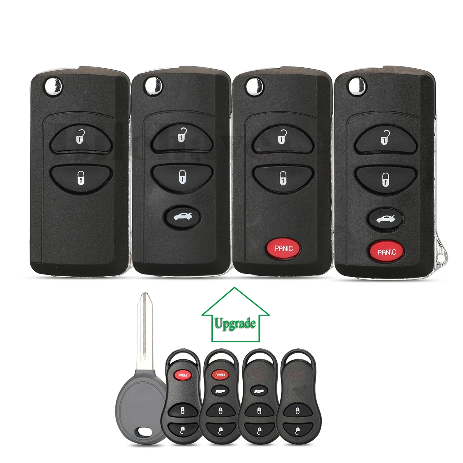 

jingyuqin Modified For Chrysler Dodge Stratus Ram Durango Dakota Jeep Grand Cherokee Remote Key Case Shell FOB 2/3/4 Buttons