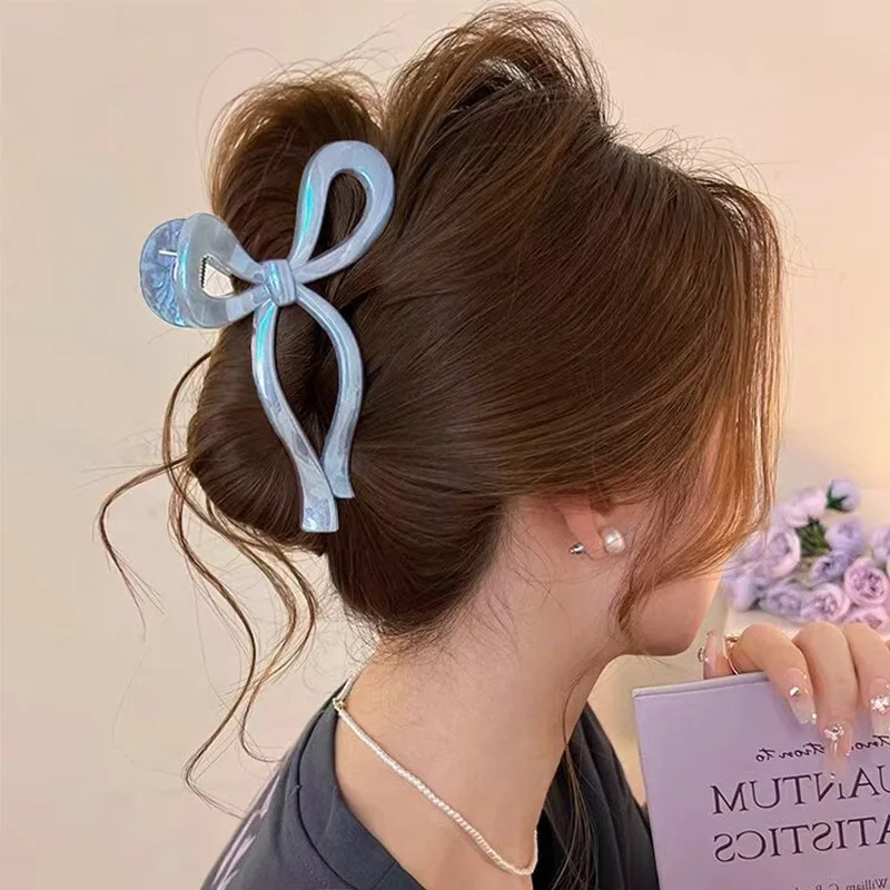 

1/2/5pcs Colorful Bow Shark Clip Female Transparent Multi-Color Hairpin Simple Three-Dimensional Hairpin Hair Accessories