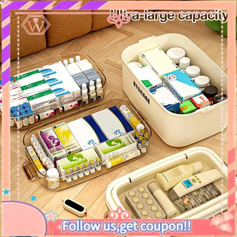 

Upgraded Medicine Storage Box Plastic Multi-Layer Portable Kit Organizer Aid Kit Home Container Family Home Pill Storage Box