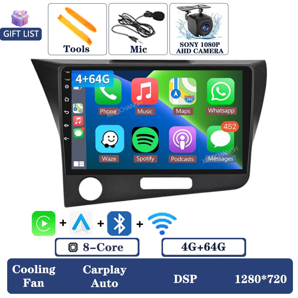 Android 15 Autoradio Voor Honda CRZ CR-Z 2010-2016 QLED Multimedia Stereo Video Player 4G LTE 5G WIFI 2DIN BT Carplay Auto GPS