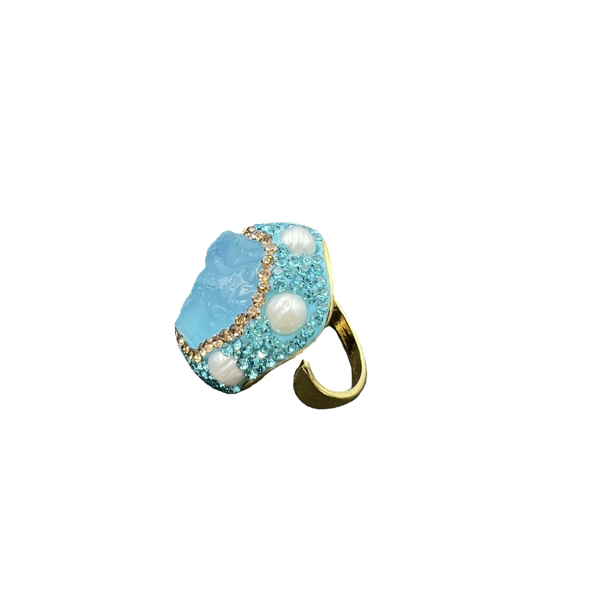 Natural gem stones Aquamarine rough stone niche jewelry crystal pearl repair medieval pendant necklace earrings, rings