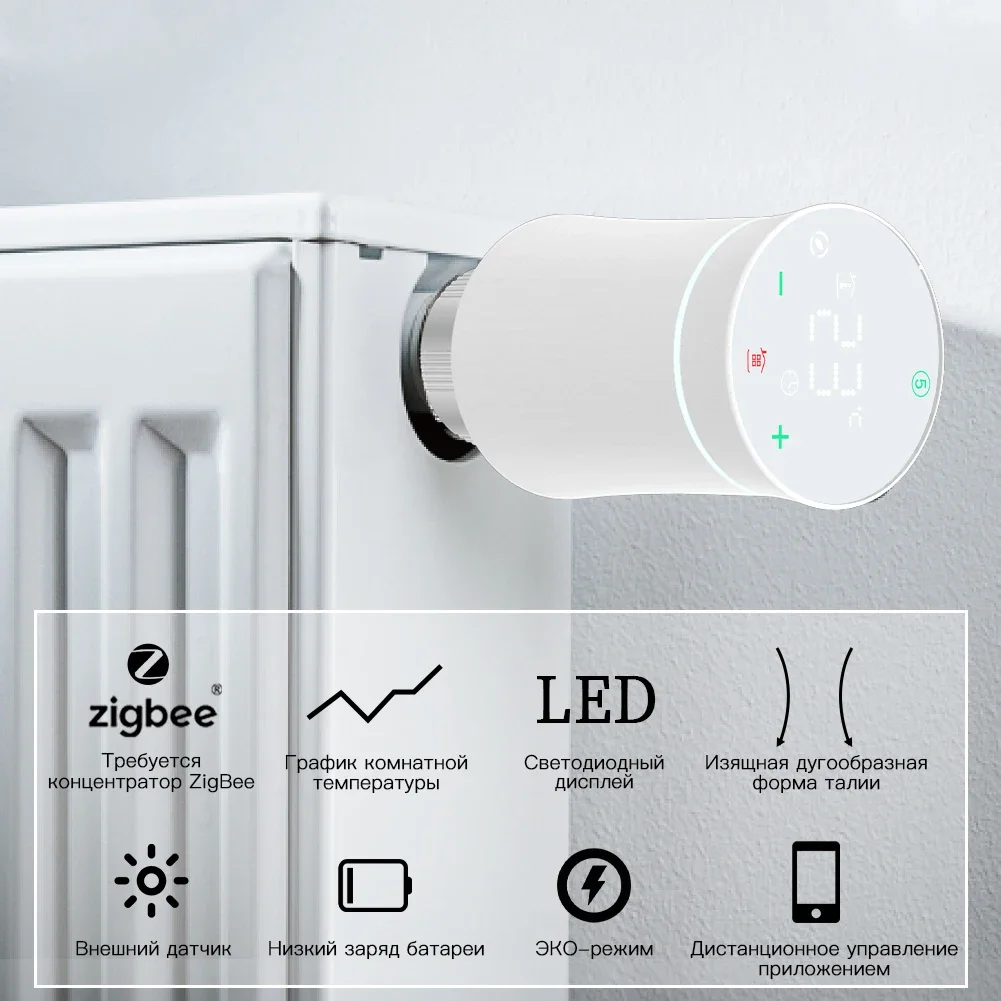 MOES Tuya ZigBee3.0 Termostato Atuador de Radiador Válvula TRV Inteligente 1-9PCS Controlador de Temperatura Programável Controle Alexa google