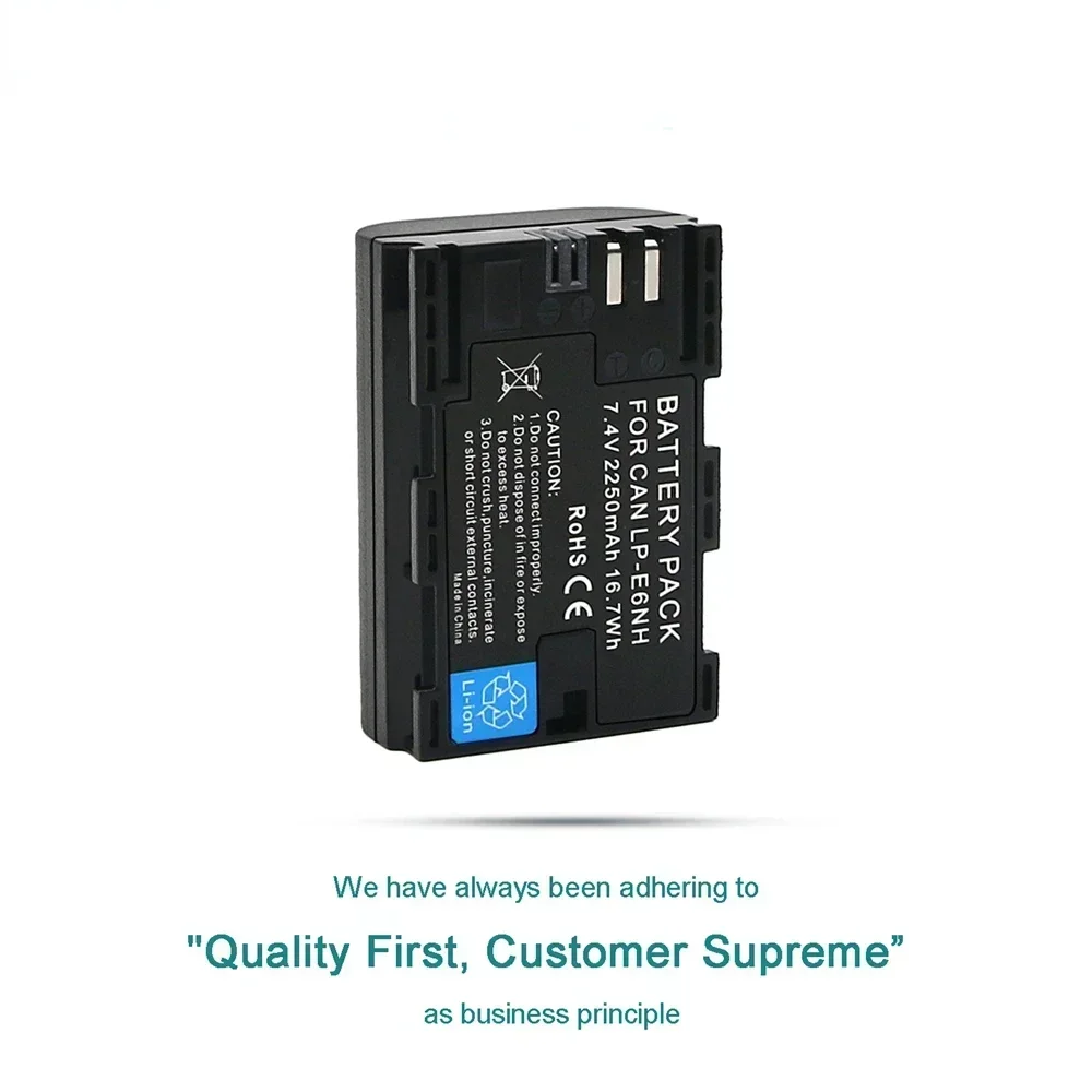 LP-E6NH Batería de repuesto 2250 mAh y cargador USB de triple ranura para Canon EOS R7, R5, R6 R6 II, EOS R, 5D II III IV