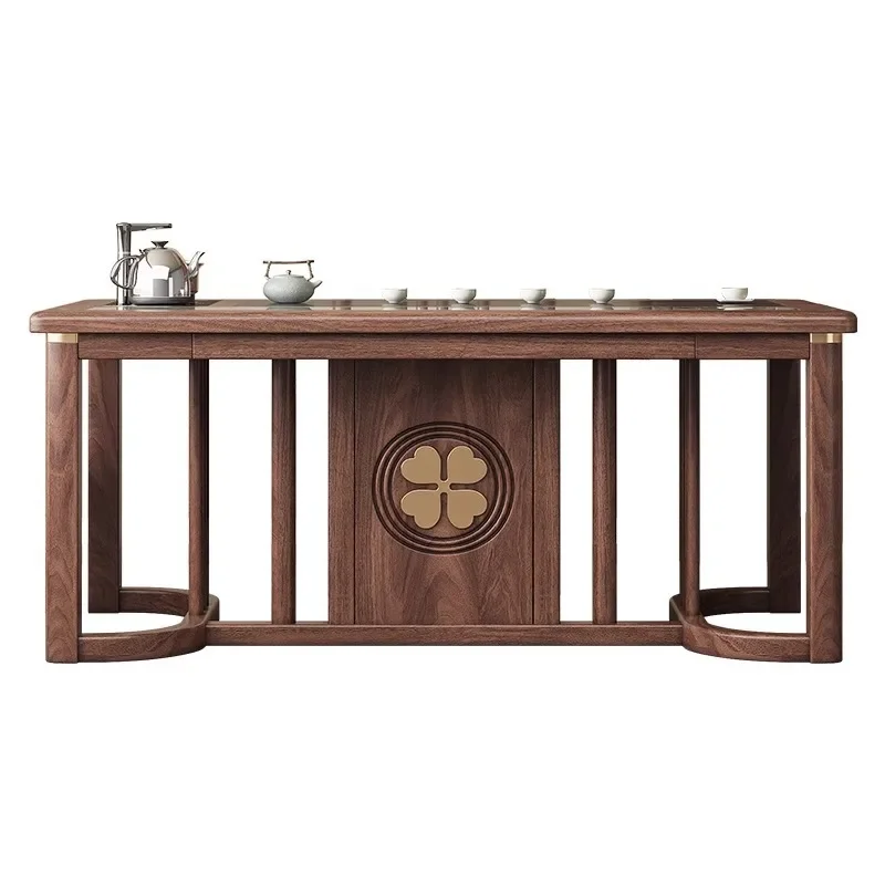 

New Chinese black walnut solid wood tea table and chair multi-functional kettle integrated household tea table
