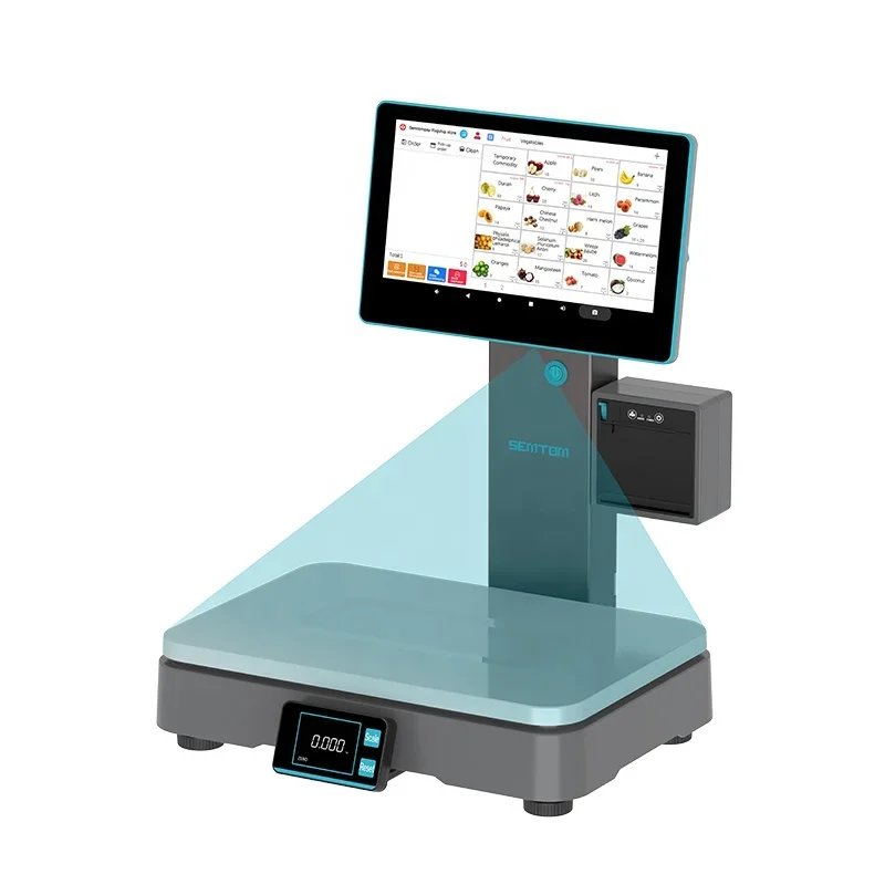 

In stock All in One POS System Label Scale Dual Touch Screen Digital Weighing Pos Terminal AI Identification Label Scale