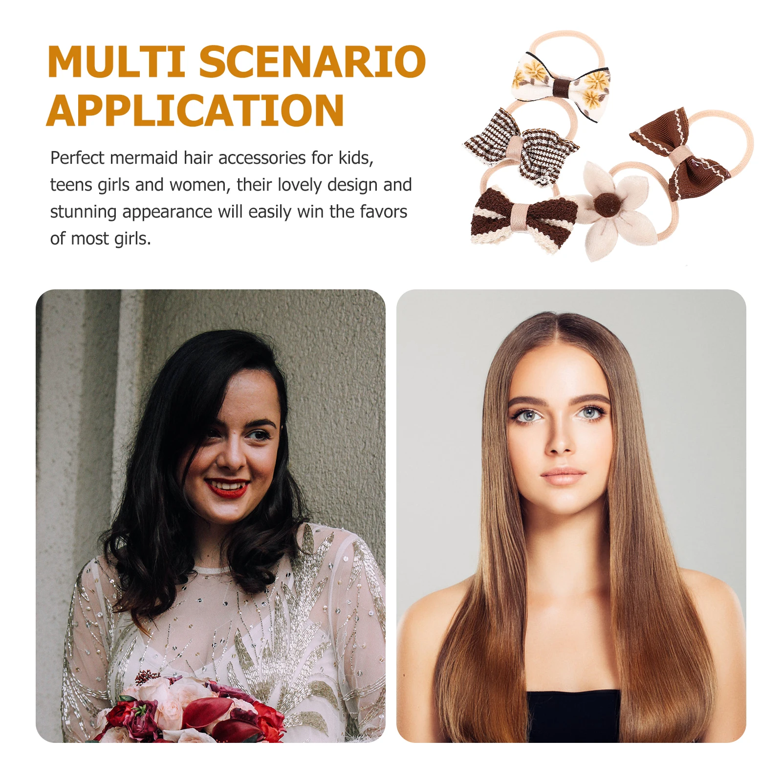 

10Pcs Elastic Bow Hair Ties Bowknot Ponytail Holders Hair Accessories for Women Girls Daily Use Travel Party Ponytail Holder