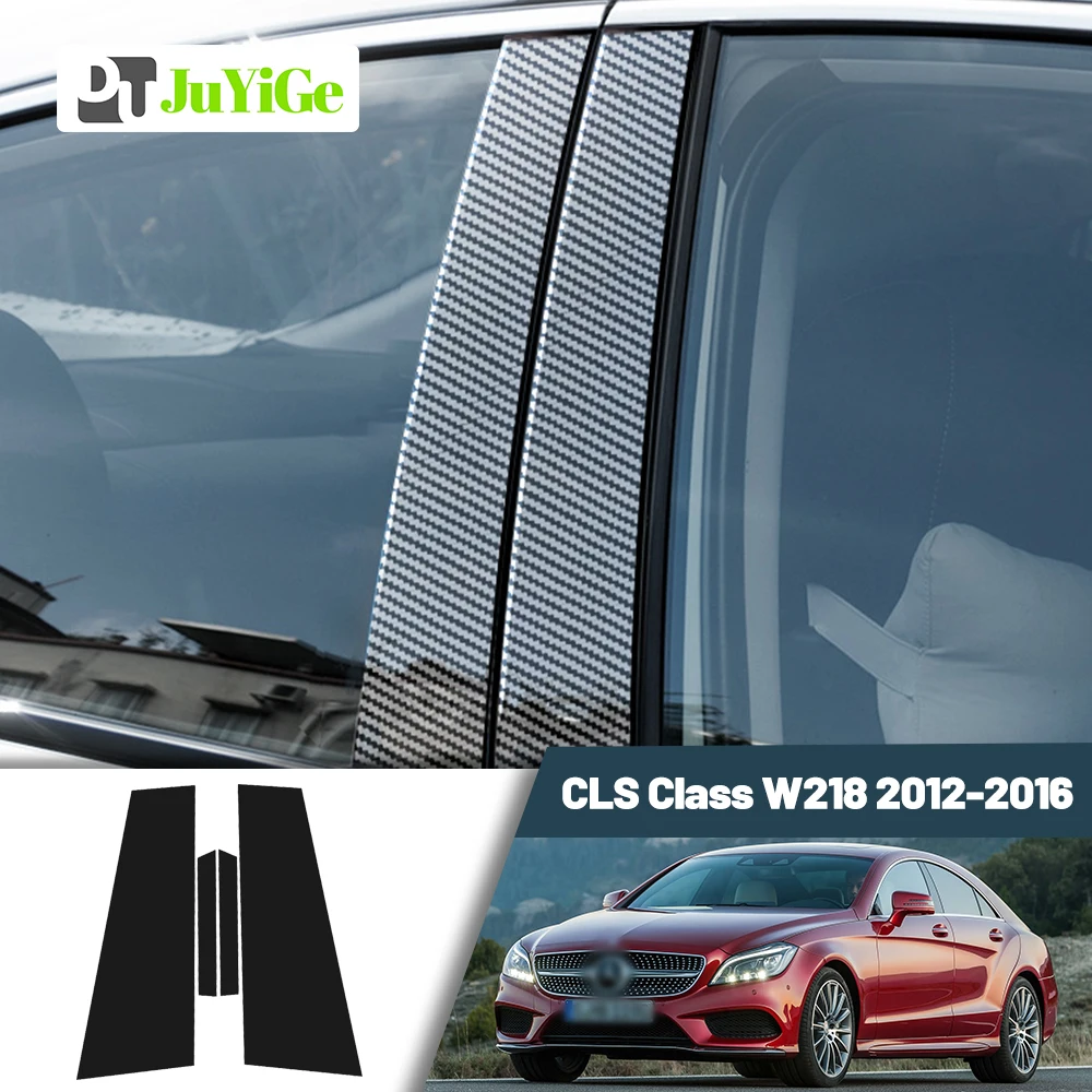 

Glossy Black Carbon Fiber Window Door Deal B C Pillar Post Cover Sticker For Mercedes Benz CLS Class W218 2012-2016 2013 2014