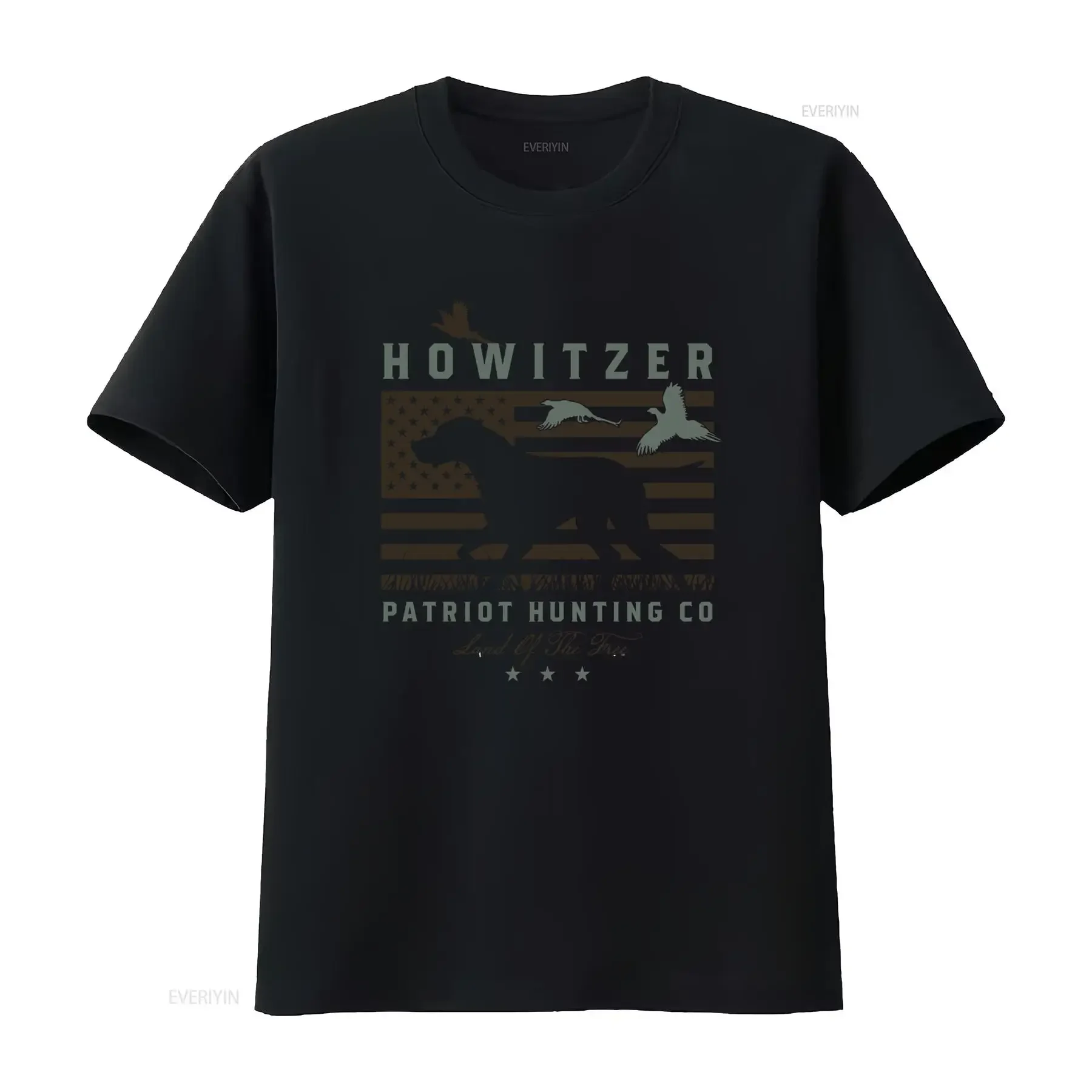 Howitzer Style Patriotic Hunting T Shirt for Men Land Of The Free Design Best Friend Military Grunt MFG vintage Washed Stylish