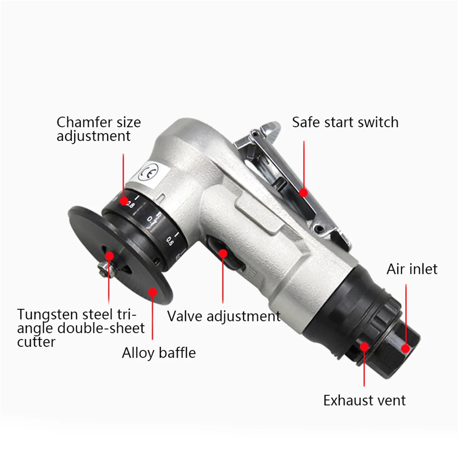 Angle Cutting Tool Chamfering Machine Small 45° Arc Burr Trimmer Straight Pneumatic Tool(‑Type Interface) Chamfering Machine