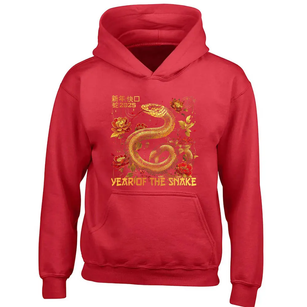 Year of The Snake 2025 Chinese New Year Shirt Front Back Hoodie Crafts Lantern Aesthetic Y2k Clothes Hoodies Men Women Pullover