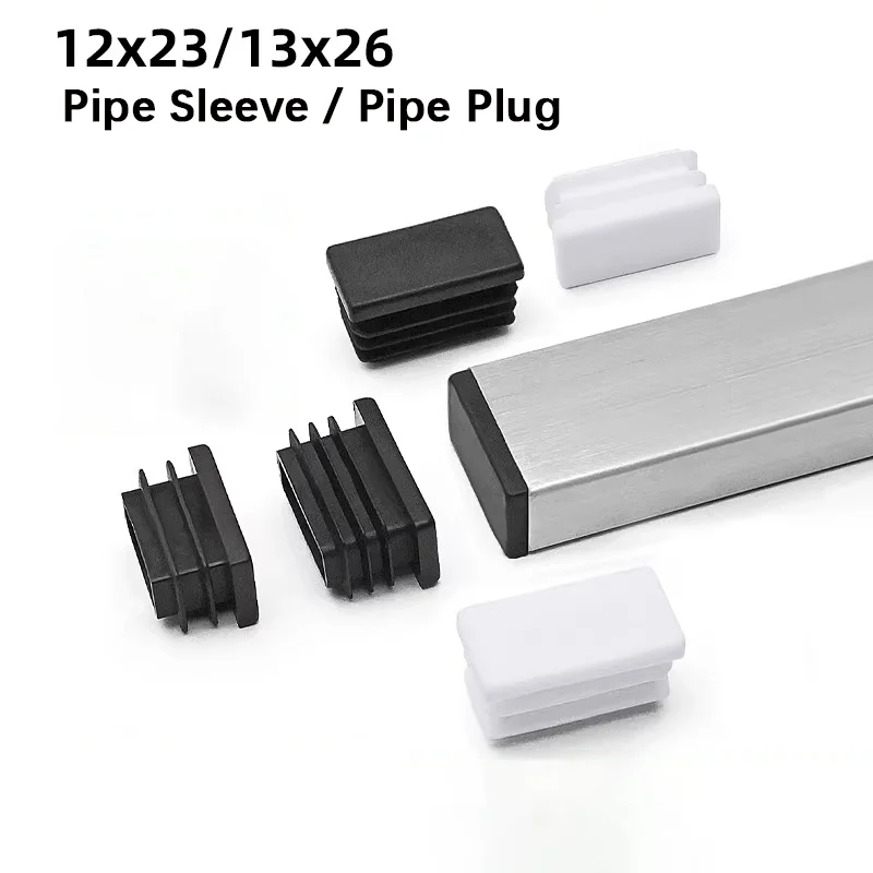 20-100pcs 13*23 13*26 White Plastic Rectangular Tube Inner Plugs End Caps for Stainless Steel Square Tubes