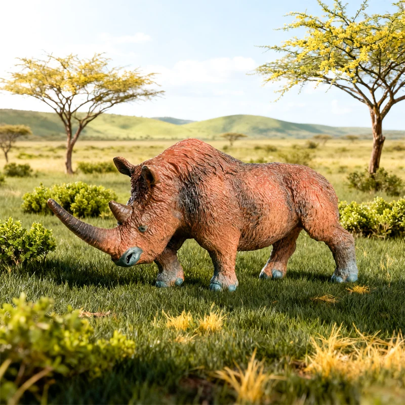Oenux Simulation Wild Animal Model Rhino Rhinoceros Hippo Hippopotamus PVC Home Ornament Animal Educational Toy For Kids Gift
