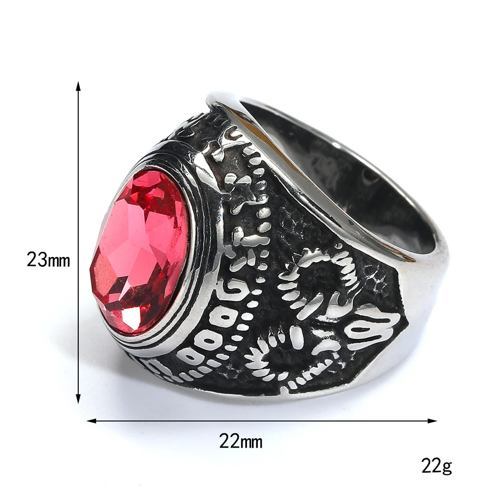 العصرية الشرير نمط كبير الأحجار الكريمة الخاتم خواتم للرجال موضة الفولاذ المقاوم للصدأ رام رئيس مجوهرات القوطي اكسسوارات
