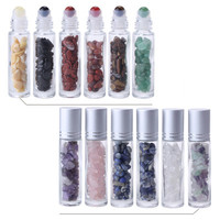 10Pcs 10ml Glass Crystal Stone Essential Oils Massage Roller Bottles Empty Refillable Roll On Perfume/Aromatherapy - Stone