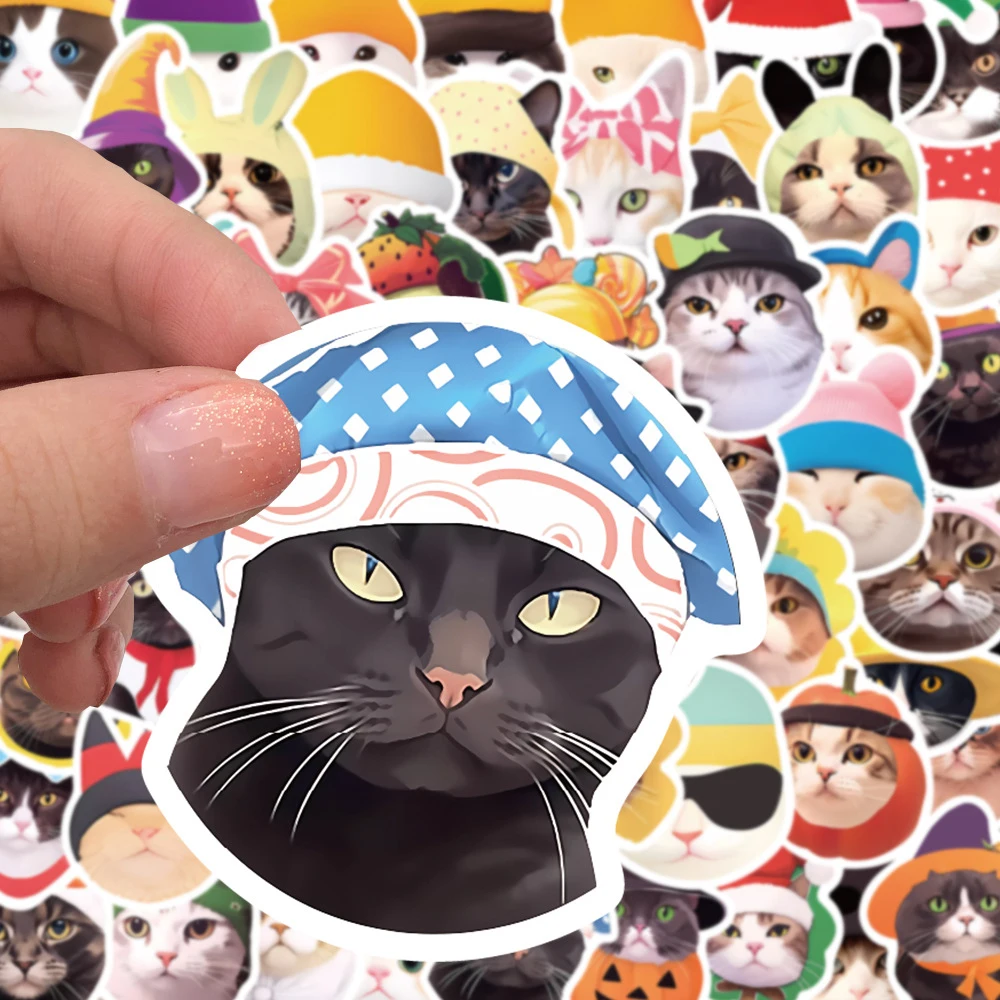 Engraçado Animal Cats Cartoon Stickers, Laptop, Phone Case, Papelaria, Impermeável, Decoração Kawaii, Brinquedos, MEME, 10 Pcs, 30 Pcs, 59Pcs