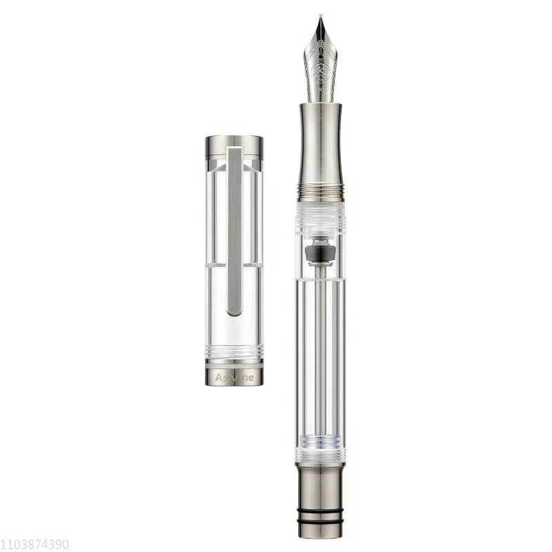 Asvine V200 Transparent  Fountain Pen White EF/F/M Bock 0.38/0.5/0.7mm Nib Leak Proof with Large Capacity Ink Pen Office Writing