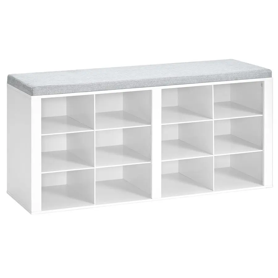 

Скамья с подушкой, Скамья для хранения вещей в прихожей с 12 кубиками, Полка для обуви Cubby с регулируемыми полками, Шкаф-органайзер для обуви