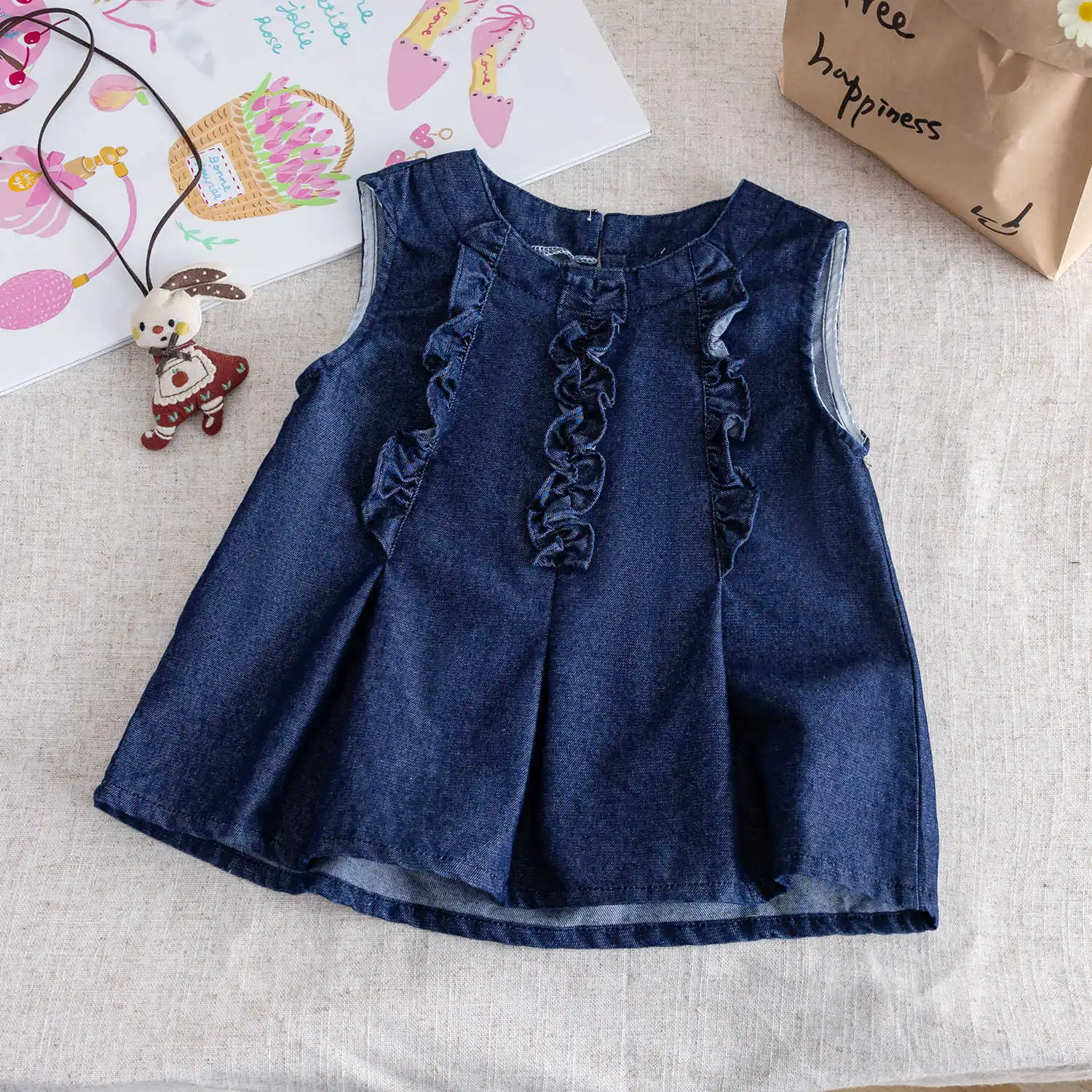 

Girls Denim Vest Skirt 2025 Summer New Children's Foreign Style Fashionable Sleeveless Dress Baby Girl Skirt Trend