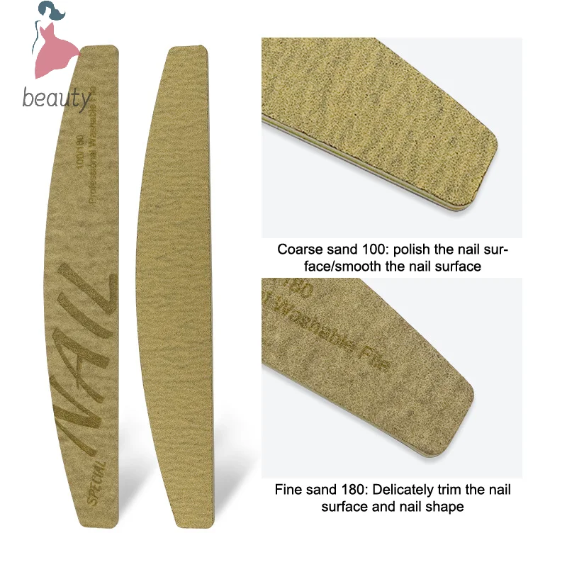 1 pz salone di bellezza riutilizzabile lucidatura levigatura lavabile 100/180 manicure lime per unghie strumenti per la cura delle unghie a doppia faccia per professionisti