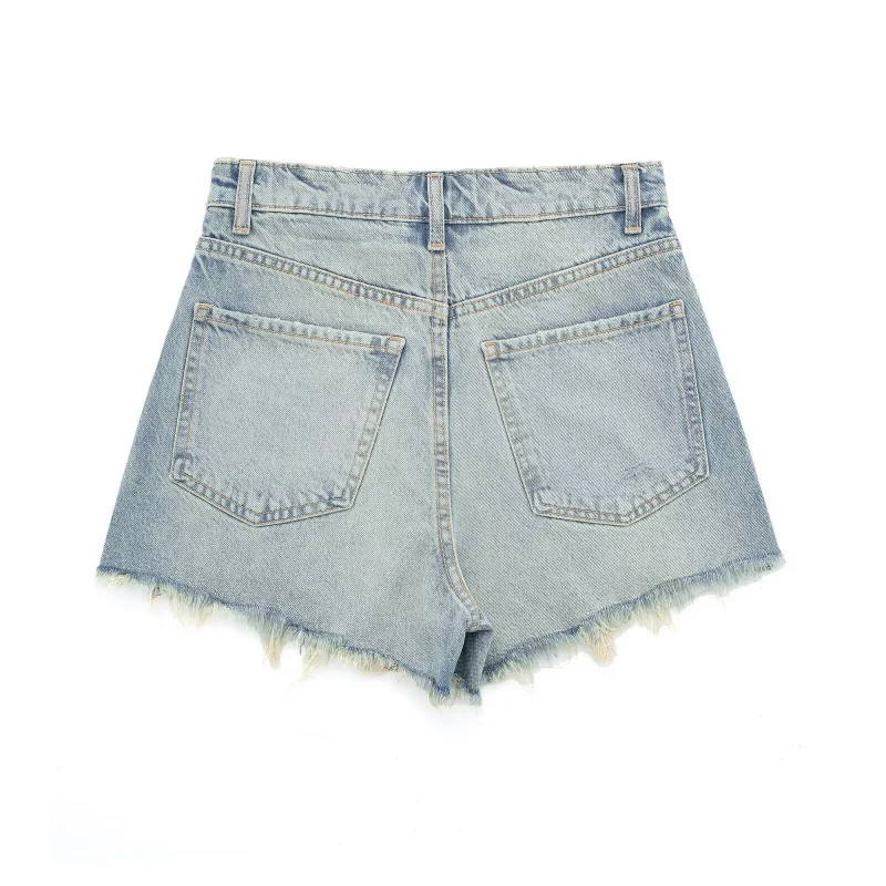 

Women's High-Waisted Vintage Ripped Denim Shorts Distressed Frayed Hem Casual Wide-Leg Jean Shorts Summer Hot Pants