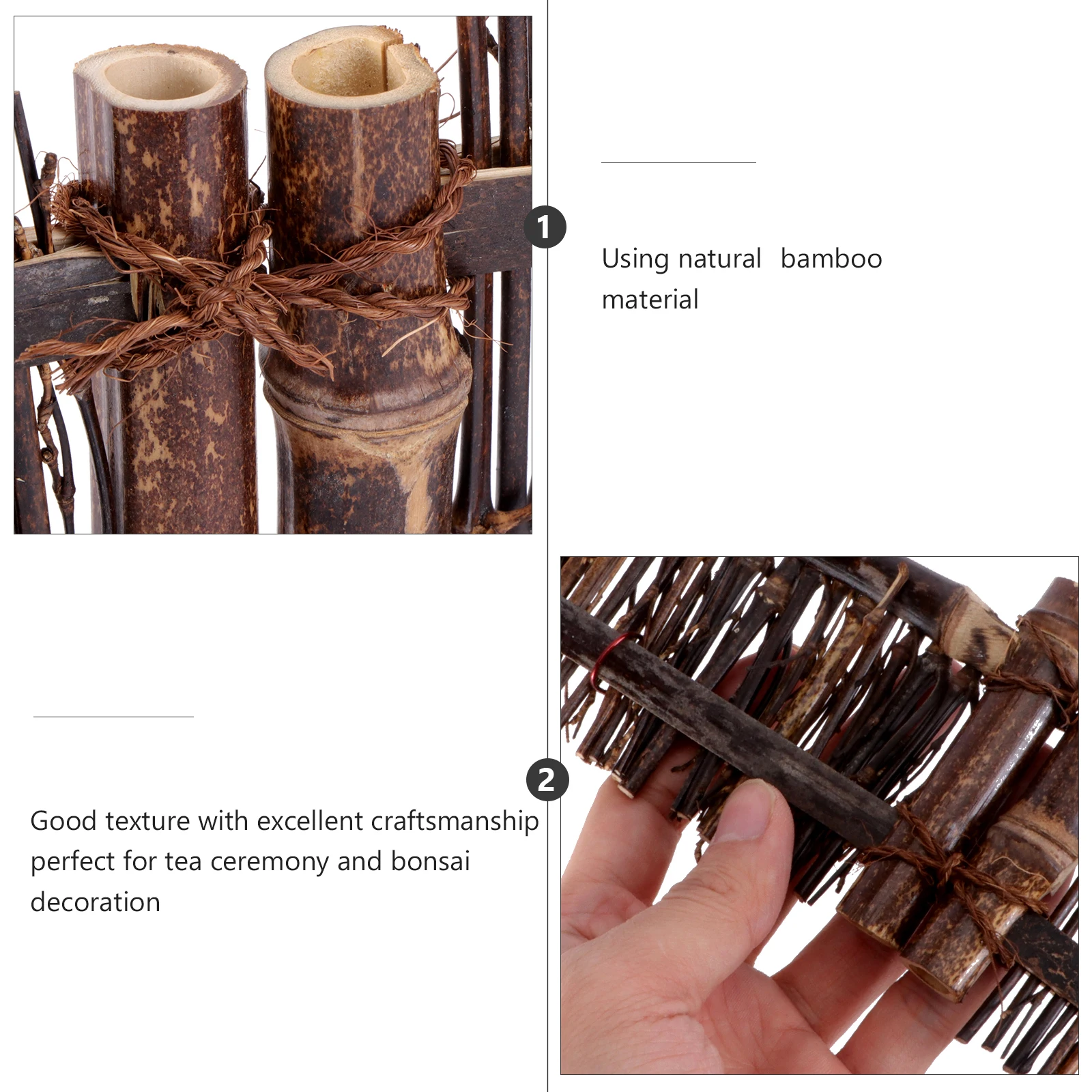 

1Pcs Micro Landscape Bamboo Fence Brown Hand-Woven Small Screen M Size Miniature Bonsai Ornament Tea Table Decoration