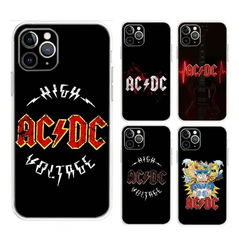 Funda de teléfono con banda genial de AC-DC musical para iPhone 17,16,15,14,13,12, Mini,11,Pro,Max,Plus,Air,X,XR,XS,8,SE,2020, cubierta transparente