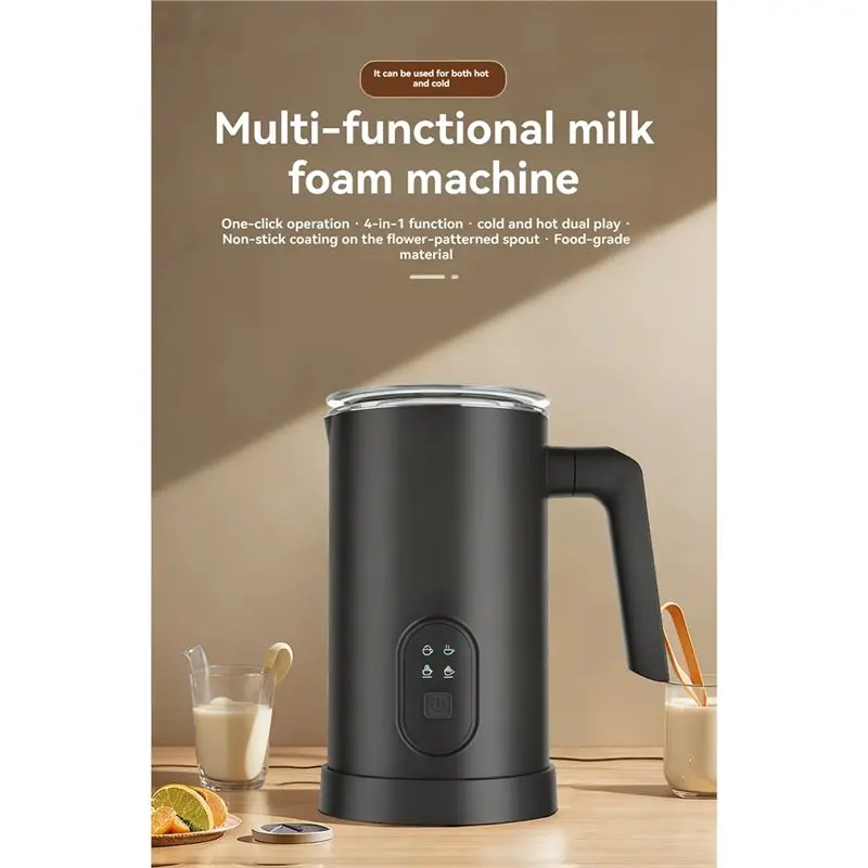[NEW!A38F】 Automatic Electric Milk Frother Temperature Control, Warm And Cold Foam Settings For Latte Preparation, Milk Steamer