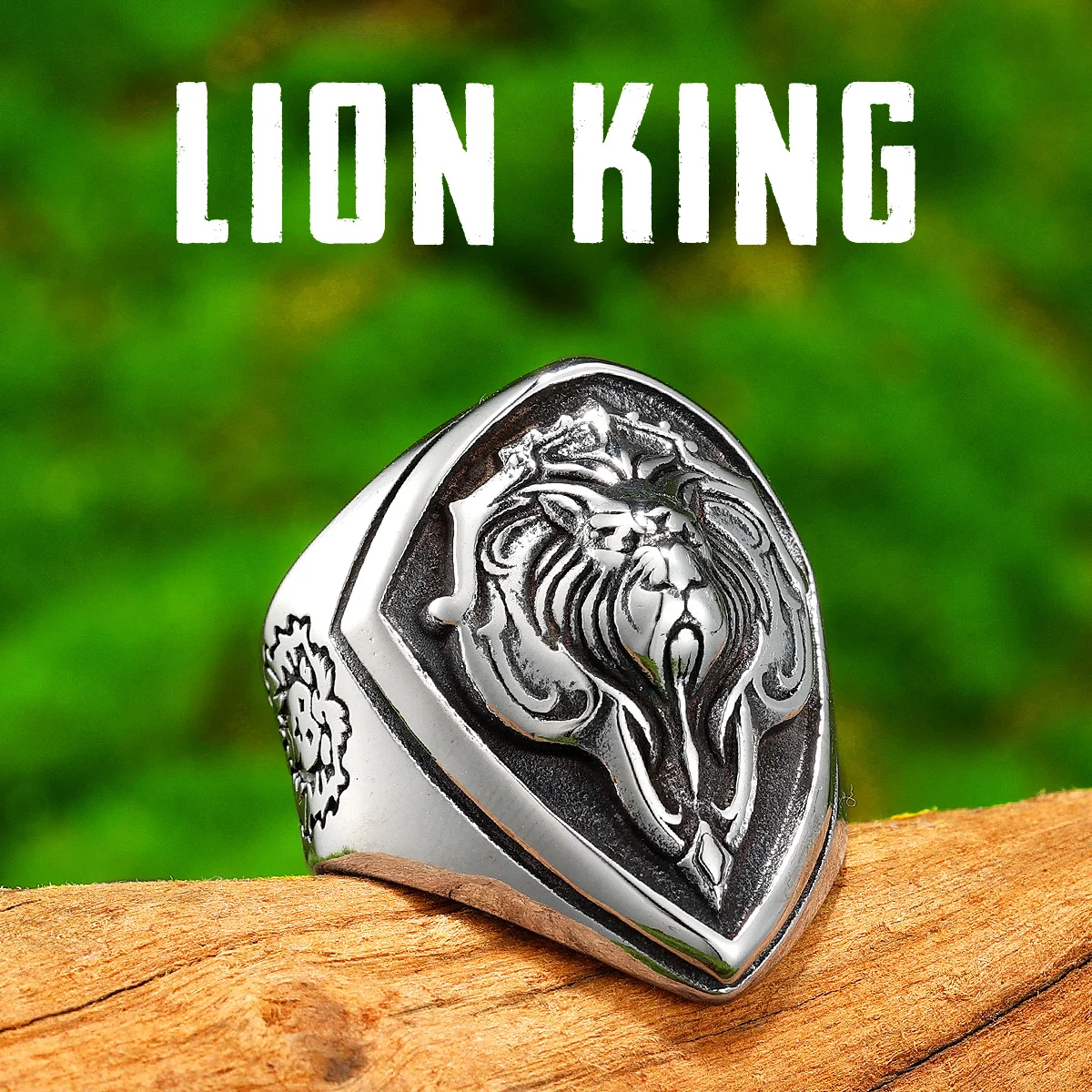 Lion King Shield Animal Men Rings Stainless Steel Women Jewelry Punk Rock Unique Cool Stuff Fashion Accessories Gift Wholesale