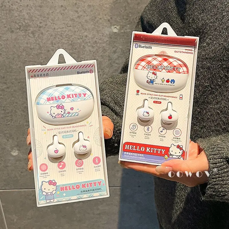 Auriculares Bluetooth Anime Sanrio Hello Kitty 2026, Nuevo Estilo Femenino, Tipo Clip para Oreja, Batería de Larga Duración, Diseño Kawaii