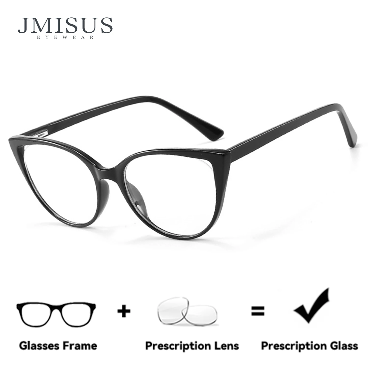 

JMISUS Fashion Square Myopia Glasses Woman Ultralight TR Anti-Blue Light Photochromic Grey Cat Eye Prescription Eyeglasses