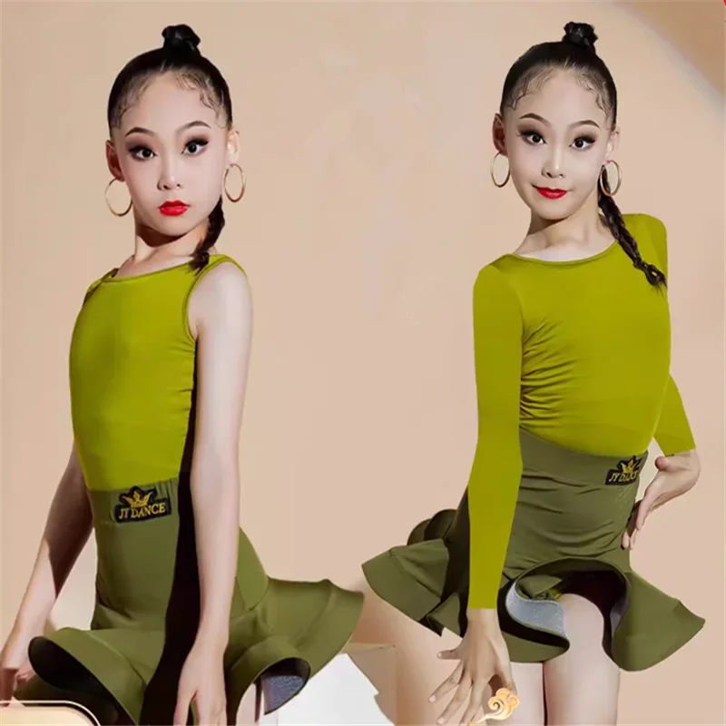 

Latin Dance Outfit for Girls, Autumn and Winter Haute Couture, New Competition Dance Training Suit, Fishbone Skirt, Latin Split