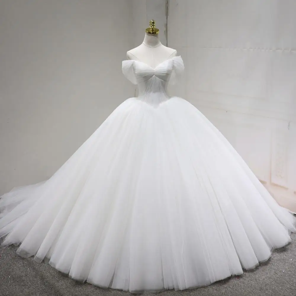 

ANGELSBRIDEP Saudi Arabia Ball Gown Wedding Dresses White Vestido De Noiva Formal Off-Shoulder Tulle Bride Dresses Real Image