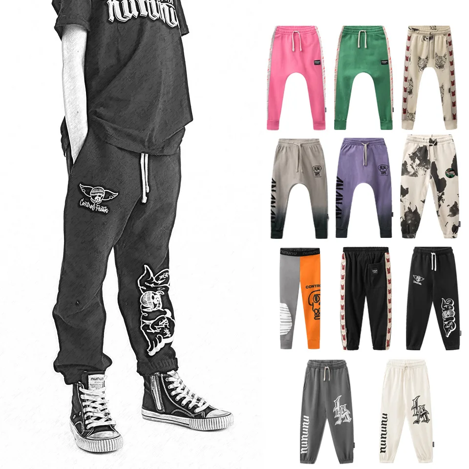 

Spot 24 spring summer new children's clothing nu boys and girls harem pants tie-dye sweatpants color-blocked leggings slacks