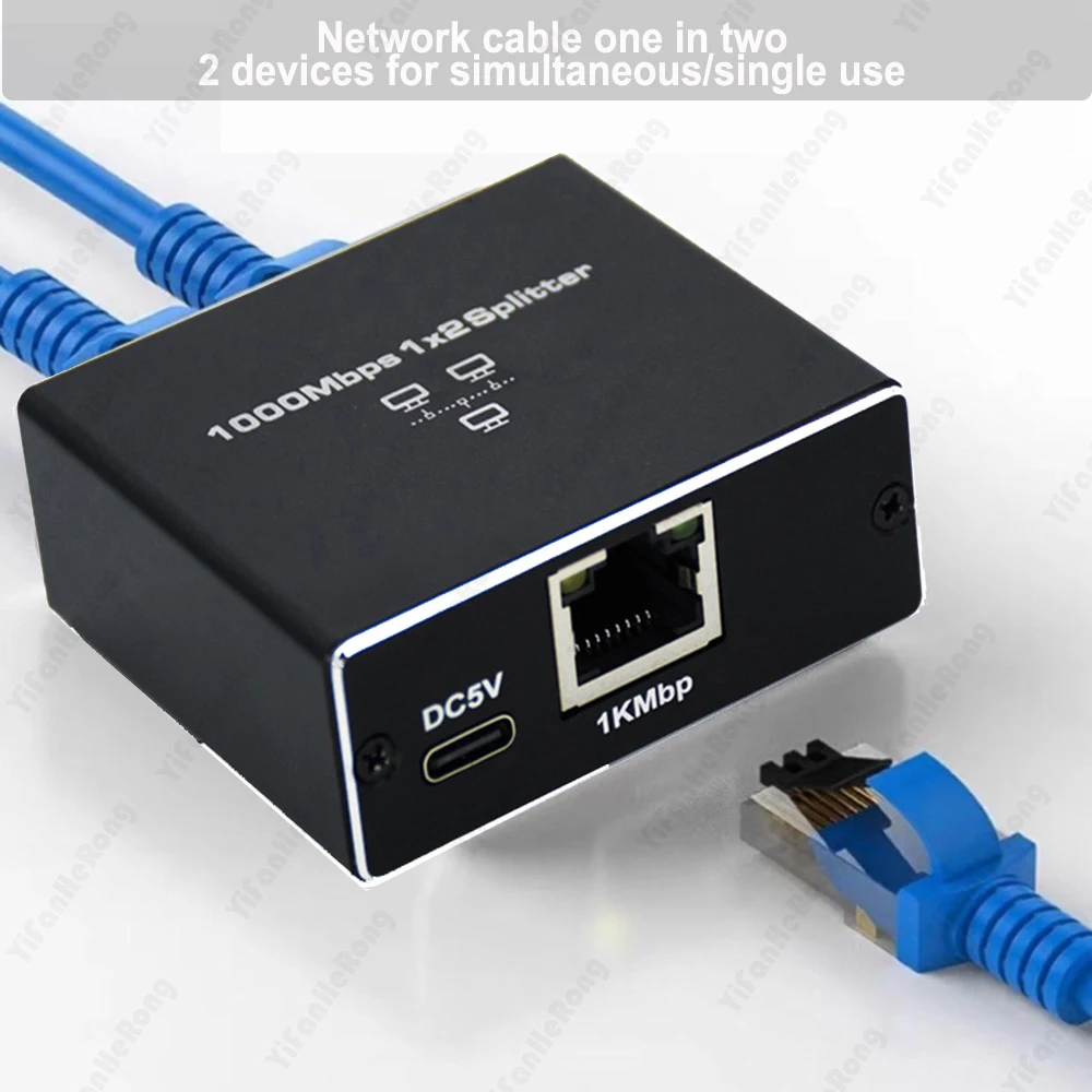 RJ45 Splitter 1In 2Out 1000mbps 2 Port 1GB Connector Adapter 1 to 2 Ways Lan Ethernet 1x2 Gigabit Coupler Connect Network Switch